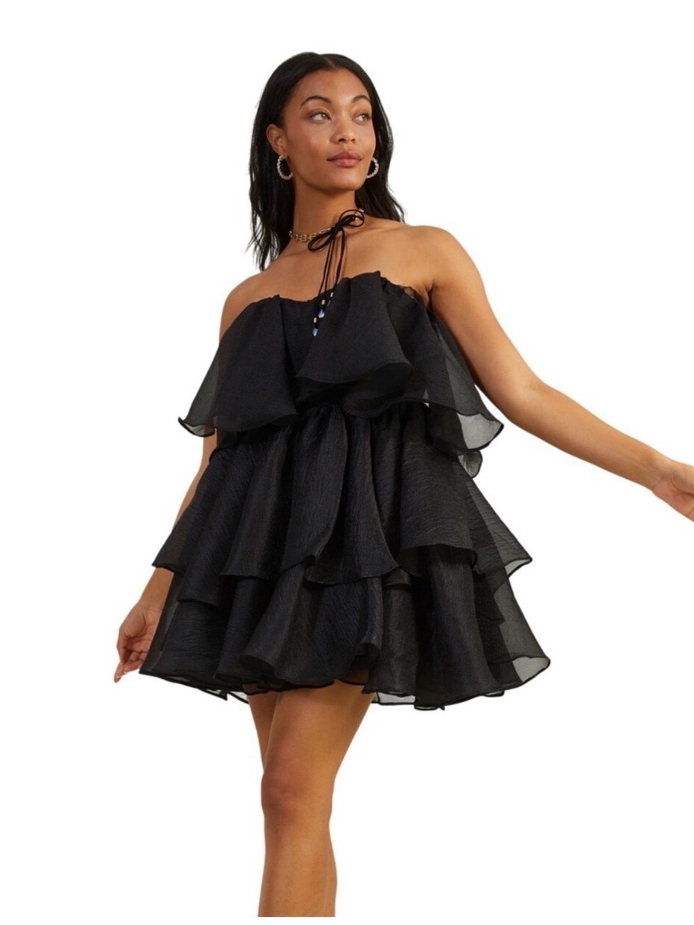 Altar’d State Black Tiered Ruffle Mini Skirt - Picture 3 of 4
